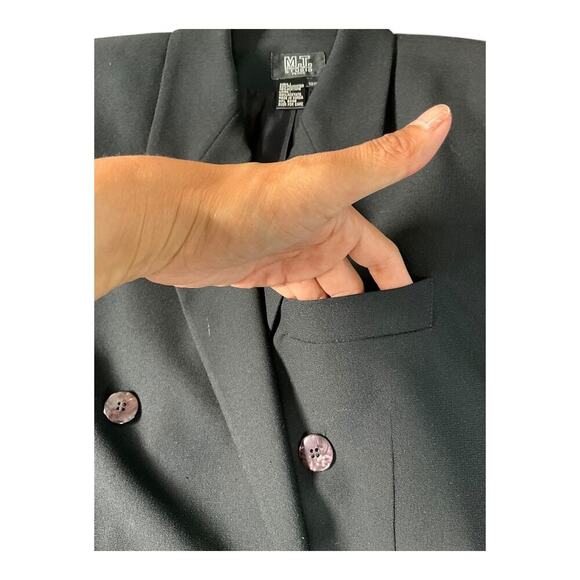 Morgan Taylor Studio Double Breasted Blazer Black Size 12P Professional Work 90s - Picture 9 of 11